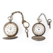LOTTO COMPOSTO DA DUE OROLOGI SAVONETTE CON CATENA, PER IL MERCATO TURCO, TURCHIA 1900 CIRCA