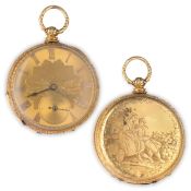 TOBIAS LIVERPOOL, OROLOGIO DA TASCA ORO CON SCENA GALANTE, INGHILTERRA 1850 CIRCA