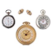 LOTTO COMPOSTO DA TRE OROLOGI DA TASCA DIVERSI, VARIE EPOCHE E STILI, FRANCIA/SVIZZERA 1860-1960