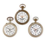 FERROVIE, FERROVIE DELLO STATO, LOTTO COMPOSTO DA 3 OROLOGI, SVIZZERA 1910 CIRCA