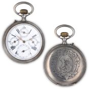 OROLOGIO DA TASCA IN ARGENTO CON CALENDARIO, TRIPLE QUANTIEME, SVIZZERA PER IL MERCATO ITALIANO,