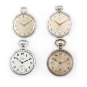 MOERIS, MONVIS, MONIL, MIRADOR, LOTTO DI 4 OROLOGI DA TASCA, SVIZZERA 1940-1950 CIRCA