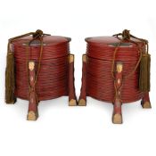 COPPIA DI CONTENITORI (KARABITSU) IN LEGNO LACCATO ROSSO, GIAPPONE, PERIODO MEIJI, XIX SECOLO