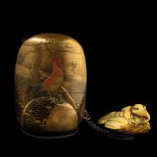 INRO A QUATTRO CASSETTI IN LEGNO LACCATO ORO E COLORI, GIAPPONE, PERIODO EDO (1615-1868), XIX