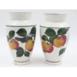 Pair of early 20th Century Wemyss ware vases in the apple pattern, H: 20 cm. UK P&P Group 3 (£30+VAT