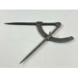 Antique iron wing arm dividers / compass, 31cm long / AN11