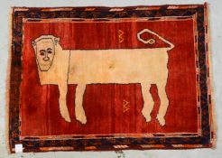 Gashgai-Gabbeh, feste Kn., Raubtiermotiv, hochflorig - guter Zust.; Ma&szlig;e 146 x 107 cm