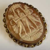 A 9 carat framed cameo depicting The Three Graces.