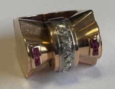 A good rose diamond and ruby cocktail ring.