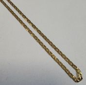 A 14 carat gold flat link chain.