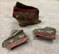 A small collection of Chinese silk work shoes.