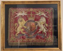 A framed and glazed Horse Guards banner mounted as a picture.