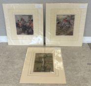 GEORGE DENHOLM ARMOUR: Three mounted prints depicting hunting scenes.
