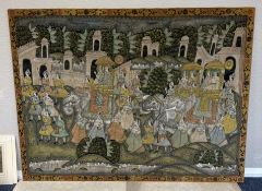 A large rectangular silk depicting an Eastern scene.