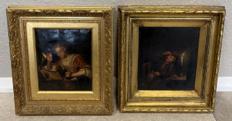 Two gilt framed and glazed oils on canvas.