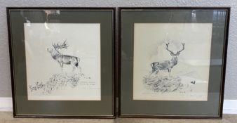 HOPE L BOURNE: (British, 1918 - 2010): A pair of framed and glazed hunting prints.