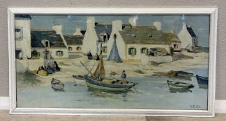 RAYMOND WINTZ: (French, 1884 - 1956): A framed and glazed print entitled 'Boat at Beach Edge'.