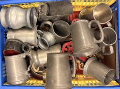 A large collection of pewterware.