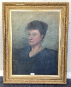 A framed oil on canvas depicting the portrait of a lady.