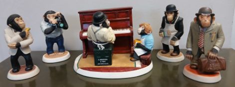 THE PG CHIMPS COLLECTION: Five ceramic figures of PG Tips chimpanzee characters.