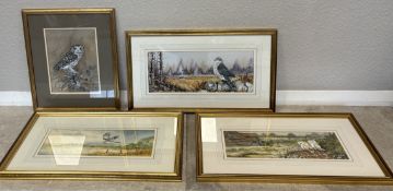 IAN BOWLES: (British, 1947 - 2018): Four gilt framed and glazed watercolours.