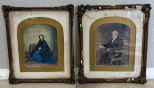 Two gilt framed and glazed portraits.