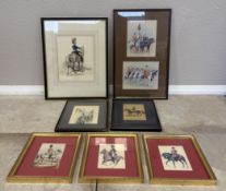 A selection of framed and glazed Royal Horse Guard prints.