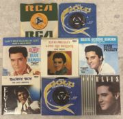ELVIS PRESLEY: (American, 1935 - 1977): Eight 7 inch vinyl record singles (reissues).