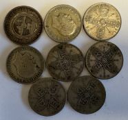 Eight silver florin coins. Appro. 88 grams. Est. £
