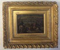 FLEMISH SCHOOL: ROBERT VAN DEN HOECKE: (Flemish, 1622 - 1668): A gilt framed and glazed oil on coppe