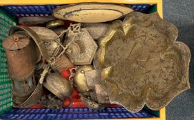 An old brass miner's lamp etc.