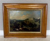 A maple framed oil on board.