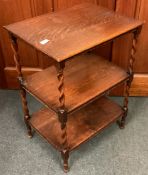 A small oak barley twist occasional table. Est. £2