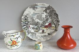 A Shelley vase together with a decorative plate etc.