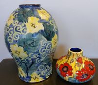 A 20th Century studio pottery bulbous vase and together with an Old Tupton Ware vase.