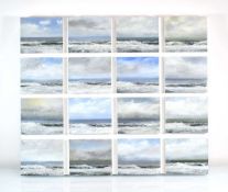 Huw Gareth Jones (Welsh, b. 1959) 'Watching Waves Break', oil on sixteen panels, mounted as one,