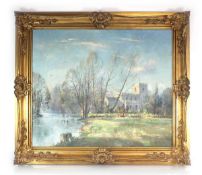 Stanley Orchart (1920-2005), Kempston Parish Church, signed, oil on canvas, image 49 x 59 cm