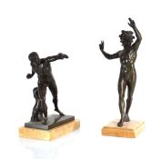 A 20th century French bronze figure modelled as an athlete, signed Figatier, on a marble plinth,