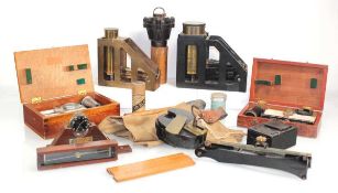 A group of naval and other instruments including a E. R. Watts & Son Mk. III clinometer, two Stuarts