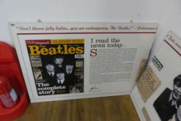 Beatles wall advertisement on board consisting of 6 separate panels