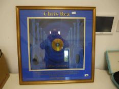 Framed gold disc presented by Chris Rea for 7000 earBook sales of the Blue Guitar album with Blue