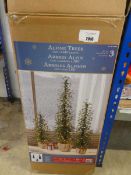 +VAT Boxed set of 3 alpine trees with LED lights