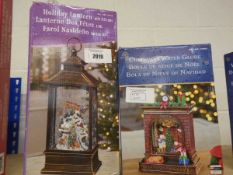 +VAT x1 boxed Christmas themed battery operated water globe & x1 boxed battery operated holiday
