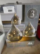+VAT Set of 3 LED glass raindrop ornaments