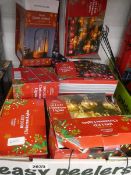 +VAT Box containing mixed Christmas related items to include wood dome lantern, various boxed