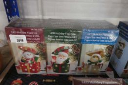 +VAT Boxed set of 3 LED holiday figurines - Snowman, Santa, Reindeer