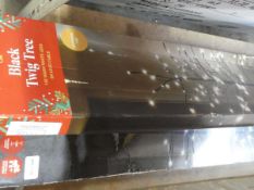 +VAT x2 boxed pre lit twig trees (x1 black, x1 white)