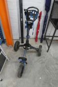 +VAT Eze Glide compact 3 wheel golf trolley in black and blue