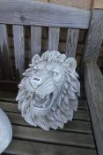 Wall mounted concrete lion plaque