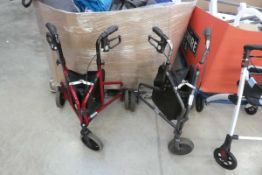 Pair of Days metal framed 3 wheel rollators